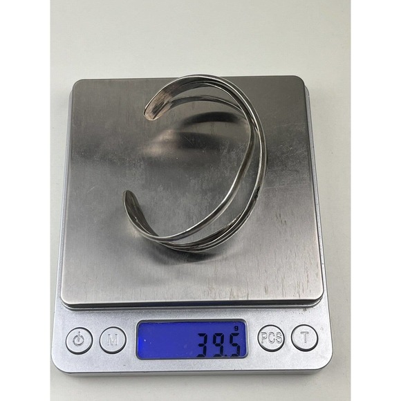 Vintage Sterling Silver Waves Cuff Modern Bracelet 39g - Picture 9 of 10